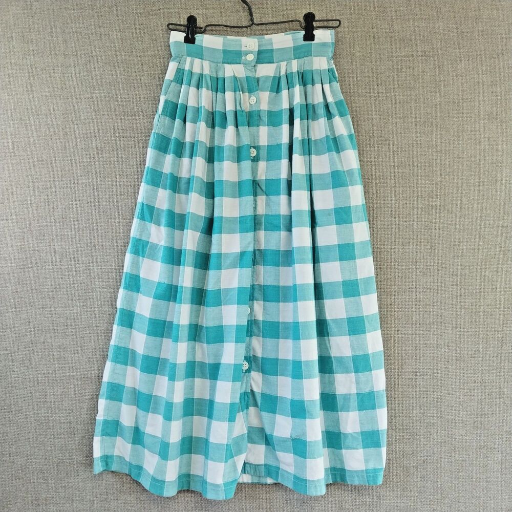 Vintage New Mints Brand Womens Tops & Skirt Outfit Green & White Gingham  Size S